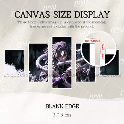 5Pcs Anime Wall Art Canvas Painting Picture Print Home Decor Demon Slayer Iguro Obanai Character Posters Room Frameless Mural