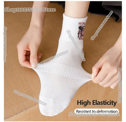 Anime Demon Slayer Socks-Cute Chibi Nezuko & Shinobu Crew Sock Soft Cotton Blend Unisex Casual Fashion Gift for Fans 5 Pairs Set