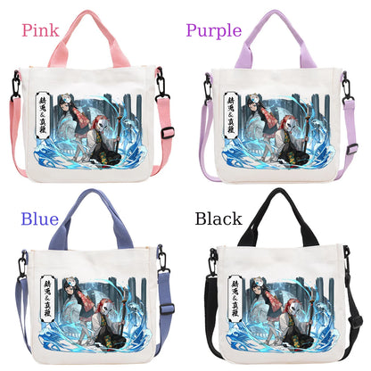 Demon Slayer Kamado Nezuko Tanjirou Anime Cartoon Crossbody Bag Commuting Shoulder Bag Canvas Tote Bags Handbag Birthday Gift