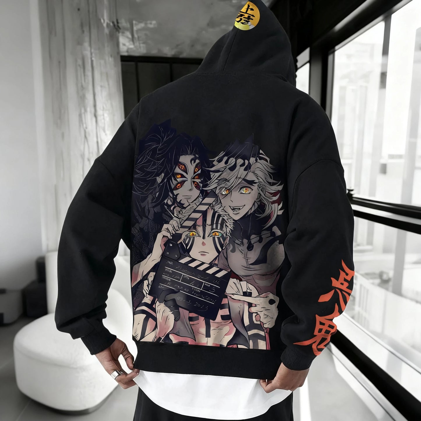 Demon Slayer Anime Douma Printed Hoodie 2026 Men's Autumn/Winter New Harajuku Plus Size Trendy Casual Loose Y2K Parent Child Top