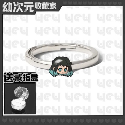 Demon Slayer Douma Tokitou Muichirou Tomioka Giyuu 2D Ring Fashion Personalized Cosplay Accessories Anime Original Niche Gift