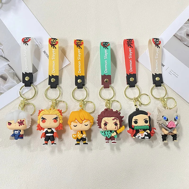 41 Styles Demon Slayer Kimetsu No Yaiba Blade of Ghost Keychain Cute Characters Bag Decor Car Key Chain Ring Fans Gift