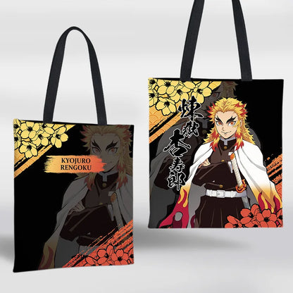 Demon Slayer Mini Shoulder Bag Tanjirou Nezuko Tote Bag Anime Canvas Backpack for Travel Hand-Painted Tote Bag Simple Style Gift