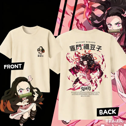 Demon Slayer Kamado Nezuko Pure Cotton T-shirt for 2026 Summer Kids/Men's/Women's Fashion Casual Cosplay Short Sleeved T-shirt