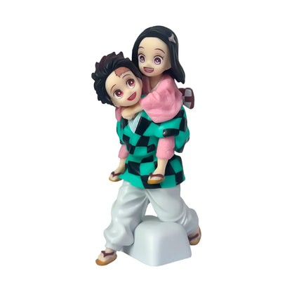 12.5cm Demon Slayer Tanjiro & Nezuko PVC Collectible Cartoon Figure Model Toy Creative Personalized with Packaging Box