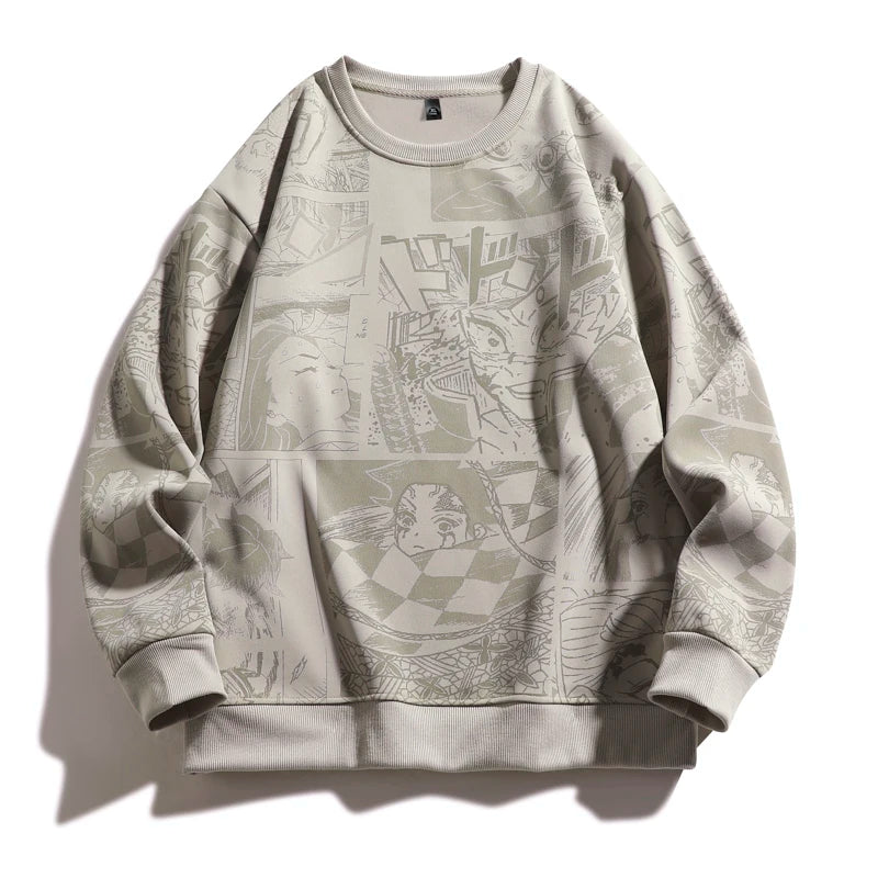 Demon Killer Hoodie Japanese Anime Plus Size 6XL 7XL 8XL Men's and Women's Round Neck Harajuku Casual Long-sleeved T-shirt
