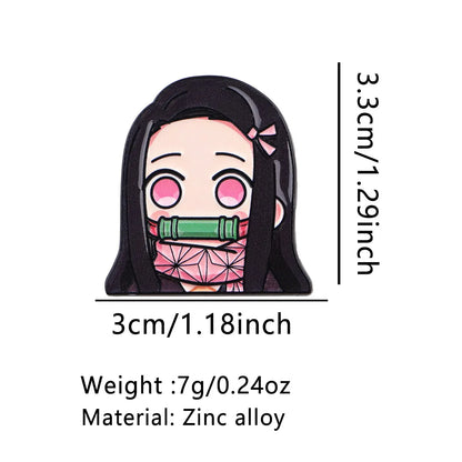 Demon Slayer Pins Kawaii Cartoon Character Brooch Clothing Backpack Lapel Badges Fashion Jewelry Accessories