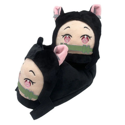 Anime Demon Slayer Plush Slippers Kamado Nezuko Cute Cotton Floor Slippers Tanjirou Rengoku Kyoujurou Nonslip Home Shoes Gifts