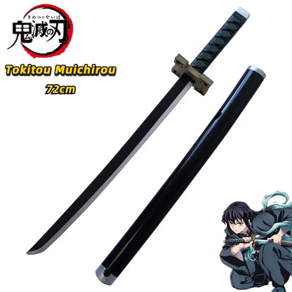 72cm Japanese Katana Samurai Sword Demon Slayer Katana Hashibira Inosuke Sword Kimetsu No Yaiba PU Ninja Knife Cosplay Toy Sword