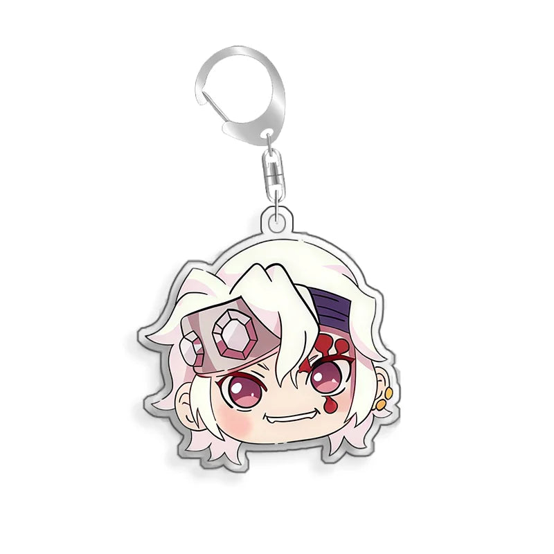 For Demon Slayer Daki Akaza Gyutaro Kokushibo Douma Obanai Iguro Acrylic Selfmade Cartoon Anime Keychain Pendant Toy Gift 5cm