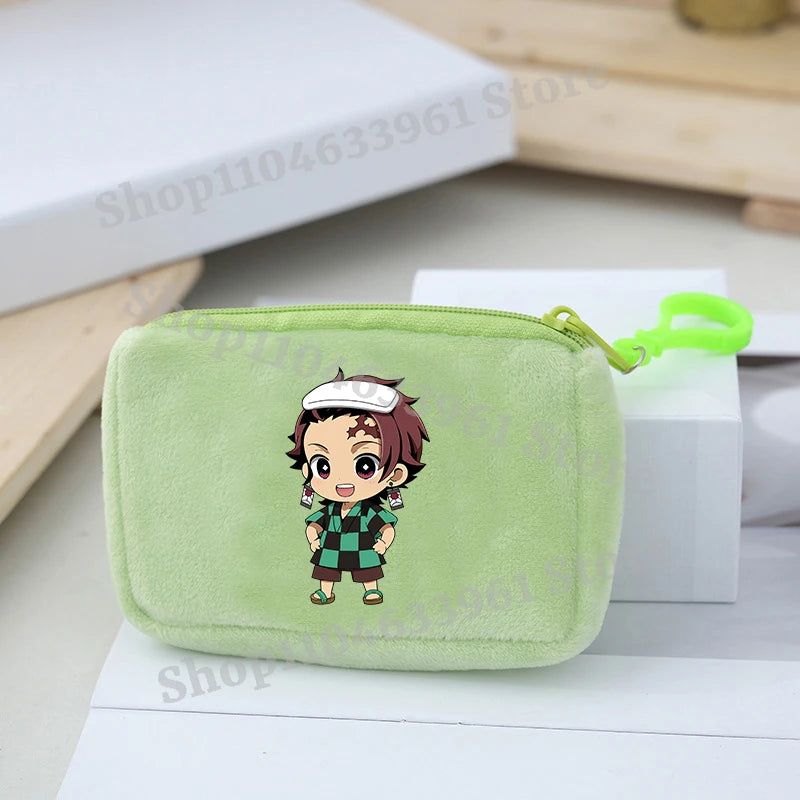 Demon Slayer Coin Purse Kimetsu No Yaiba Boy Girl Anime Cartoon Small Wallet Portable Mini Storage Bags Pendant Plush Coin Purse
