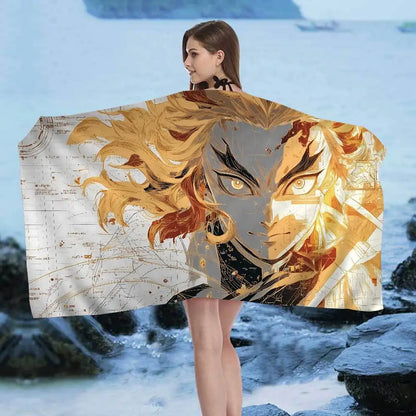 Anime D-DemonS Slayer Microfiber Blanket Quick Drying Beach Towels Oversized Printing Super Absorbent Pool Towel Blanket