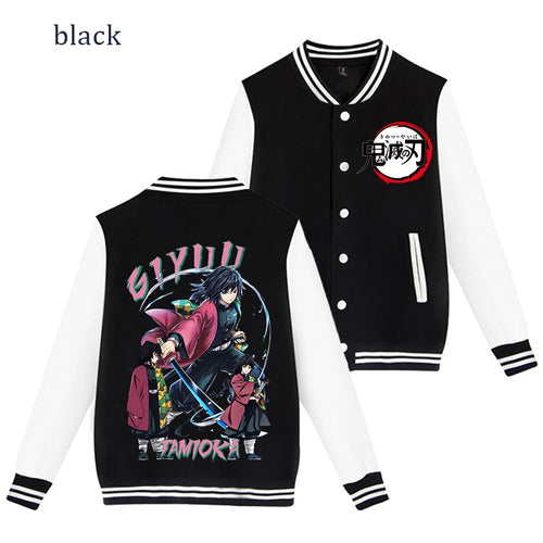 Demon Slayer Baseball Jacket Autumn Winter Jacket Coat Man Woman Giyu Tomioka Muichiro Tokito Anime Clothing Adult Harajuku Coat