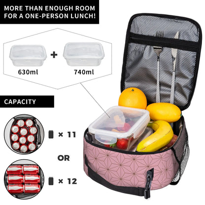 1 Piece Portable Lunch Container Nezuko Cloths  Zipper Closure Durable Pocket Demon Slayer Anime  For Lunch Lunch Box Bag