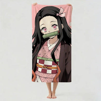 Anime D-Demon S-Slayer  Towel Drying Bath Towel Applicable To Light Swimming Camping Yoga Beach Out