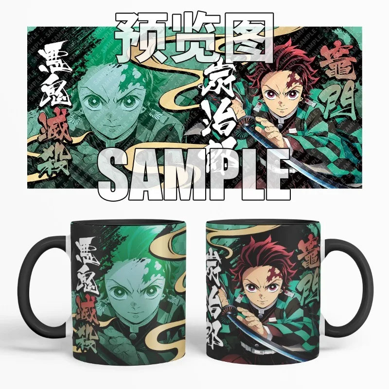 Anime Peripheral Demon Slayer Ceramic Mug Tanjirou Zenitsu Giyuu Shinobu Kimetsu No Yaiba Coffee Cup Milk Mugs Student Gifts