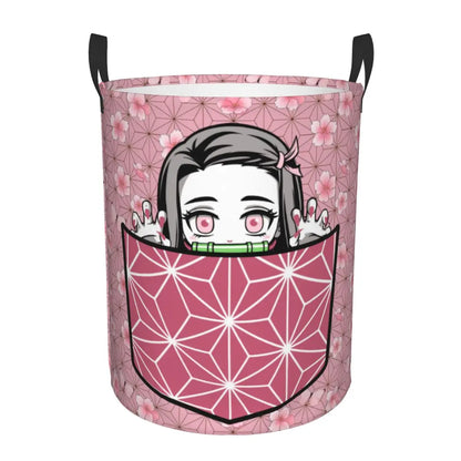 Custom Demon Slayers Anime Laundry Basket Collapsible Kimetsu No Yaiba Toy Clothes Hamper Storage Bin for