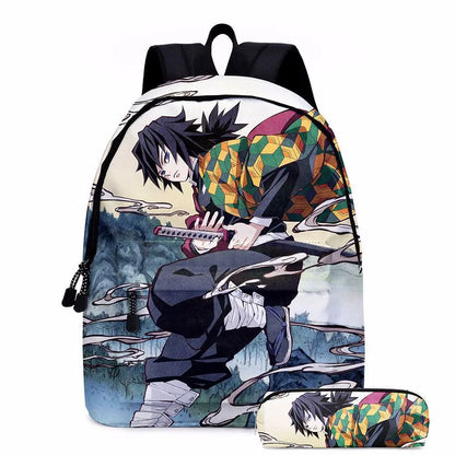 Anime Demon Slayer Series Tanjirou Nezuko Zenitsu Kochou Shinobu Backpack School Bag School Bag Student Pen Case Set Cute Gift