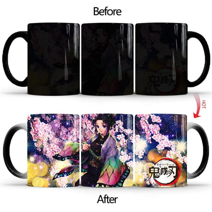 Demon Slayer Discoloration Mug Kimetsu No Yaiba Color Changing Cup Anime Ceramic Coffee Cup Heat Sensitive Milk Tea Mugs Novelty