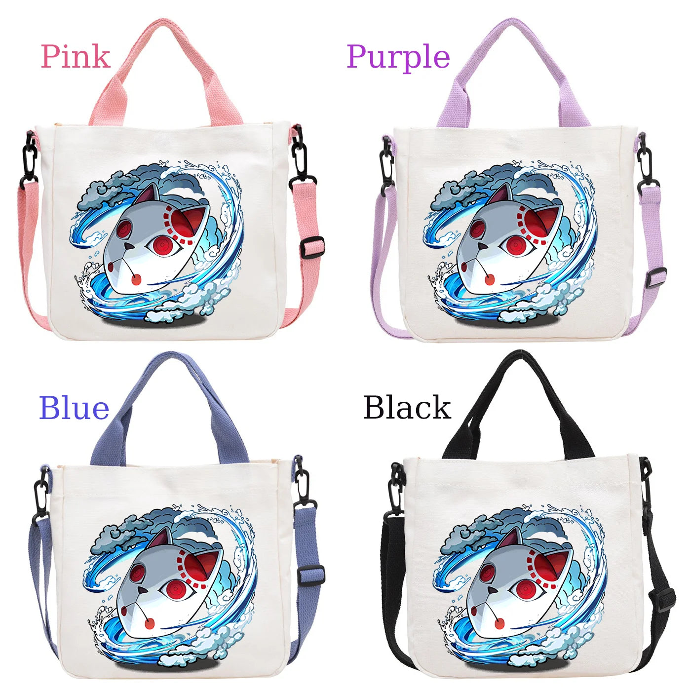 Demon Slayer Kamado Nezuko Tanjirou Anime Cartoon Crossbody Bag Commuting Shoulder Bag Canvas Tote Bags Handbag Birthday Gift