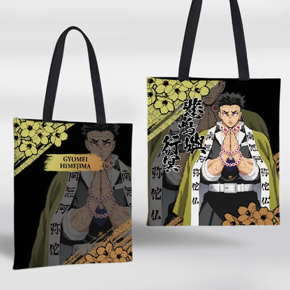Demon Slayer Mini Shoulder Bag Tanjirou Nezuko Tote Bag Anime Canvas Backpack for Travel Hand-Painted Tote Bag Simple Style Gift
