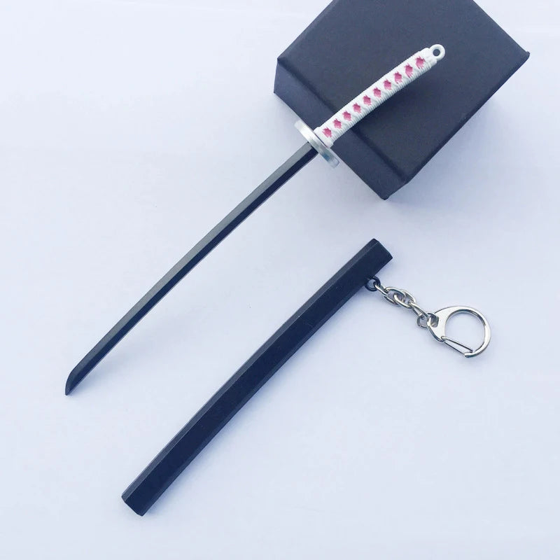 17cm Demon Slayer Keychain Nichirin Blade Model Anime Backpack Pendant Key Ring Tanjirou Zenitsu Creative Collectible Toy Gift
