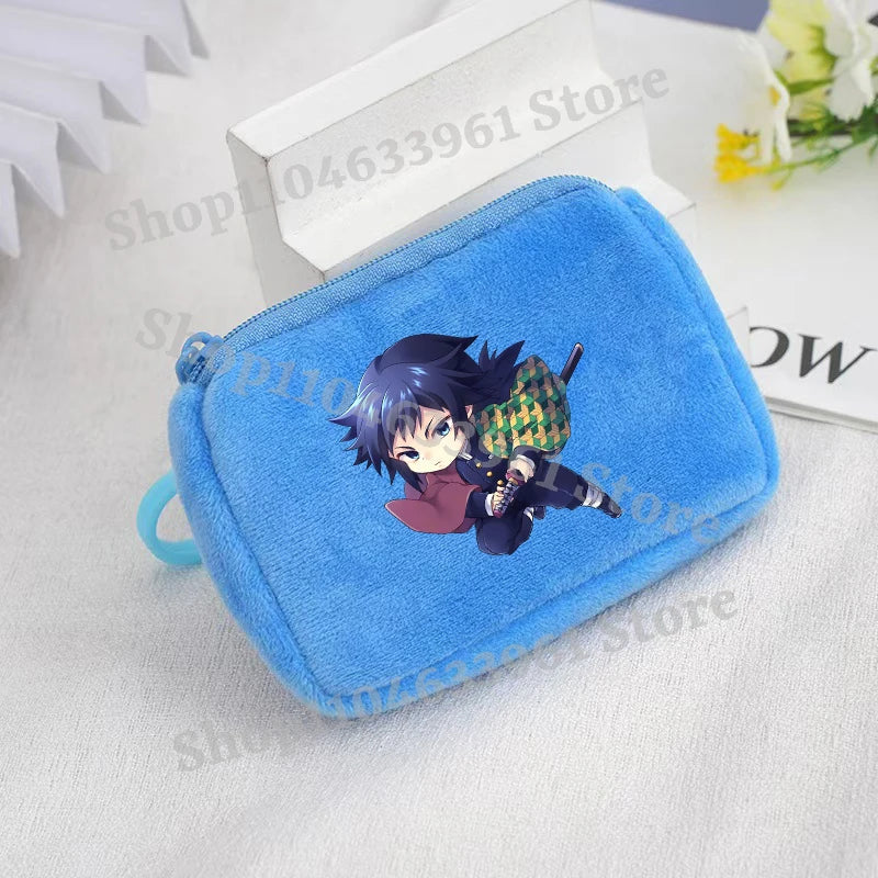 Demon Slayer Coin Purse Kimetsu No Yaiba Boy Girl Anime Cartoon Small Wallet Portable Mini Storage Bags Pendant Plush Coin Purse