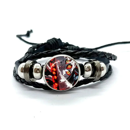 Kokushibo Anime Figure Leather Bracelets Cosplay Eyes Cartoon Horror Multilayer Braided Bracelets Bangles Handmade Jewelry Gifts
