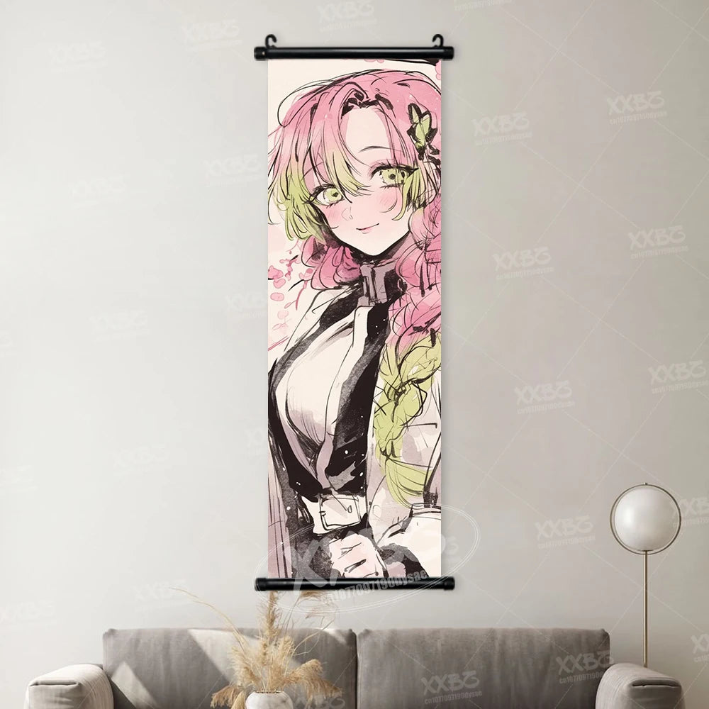 Demon Slayer Poster Home Decor Hashibira Inosuke Canvas Scrolls Picture Agatsuma Zenitsu Wall Art Kamado Nezuko Hanging Painting