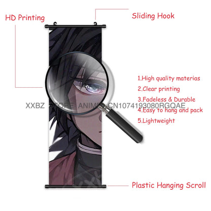 Demon Slayer Scroll Pictures Anime Poster Kochou Shinobu Home Decor Prints Wall Art Canvas Hanging Painting For Living Room Gift