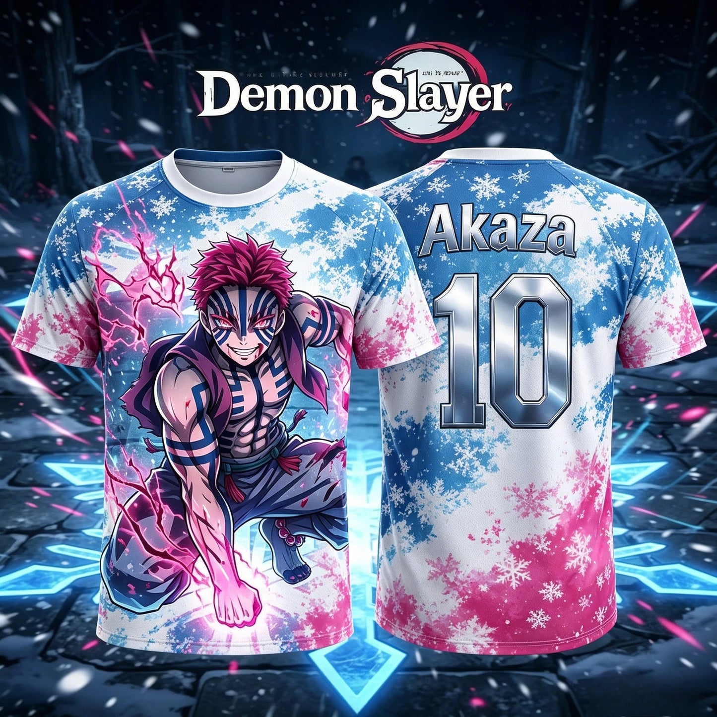 2026 Summer New Adult Men's Demon Slayer NO.10 7 Akaza 3D Printed Football Jersey T-Shirt Kids Anime T-Shirt Special Jersey Y2k