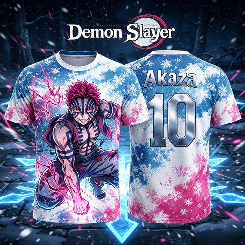 2026 Summer New Adult Men's Demon Slayer NO.10 7 Akaza 3D Printed Football Jersey T-Shirt Kids Anime T-Shirt Special Jersey Y2k