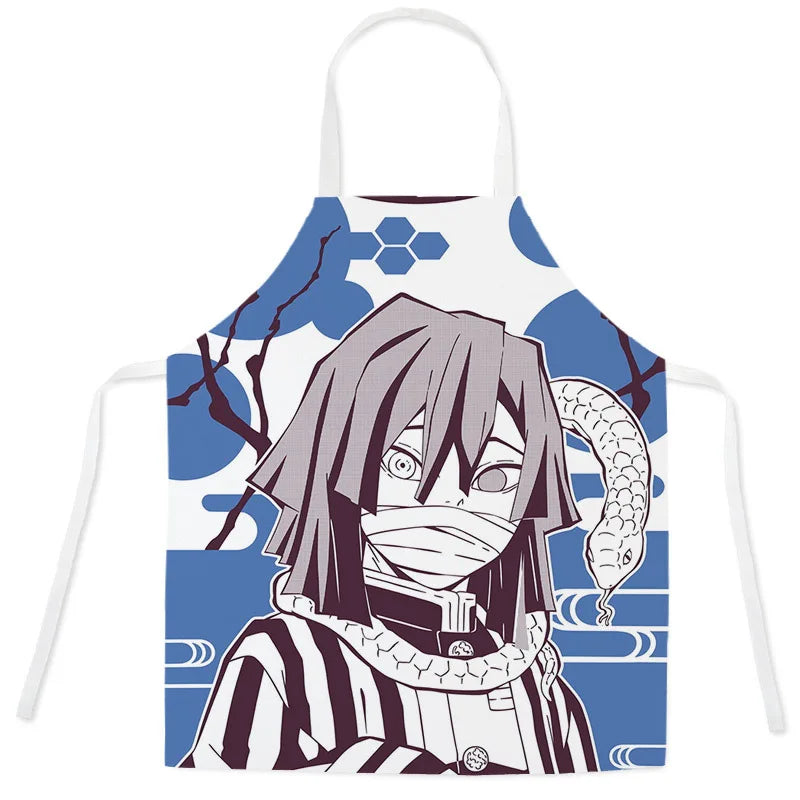 New Demon Slayer Apron Anime Cartoon Nezuko Tanjiro Linen Sleeveless Apron Kitchen Home Waist Studio Baking Studio Apron Gift
