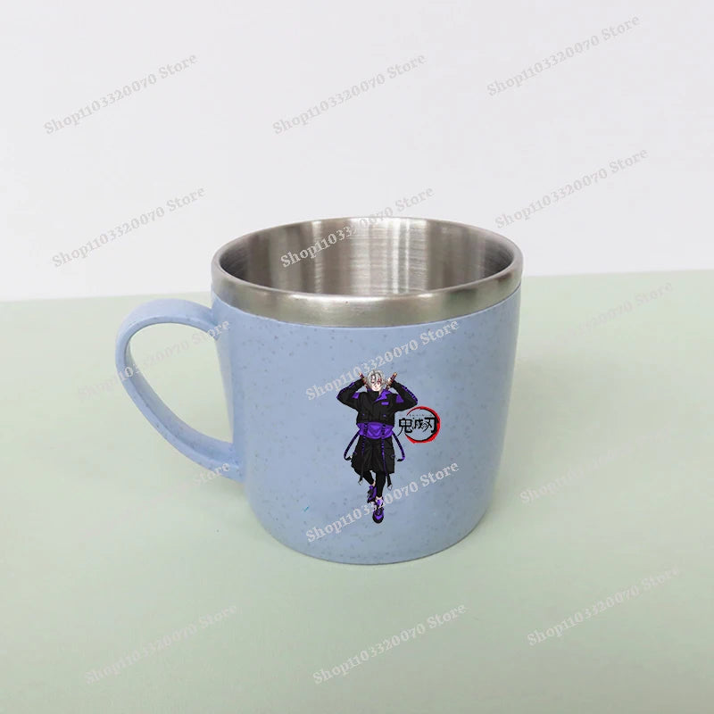 Demon Slayer Kimetsu No Yaiba Double Layer Anti-scalding Water Cup Anime 304 Stainless Steel Milk Mug Anti Drop Water Glass Gift