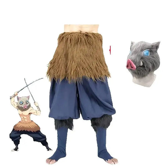 Hashibira Inosuke Anime Cosplay Costume Pig Mask Pants Outfit for Halloween Carnival Party Clothes For Men