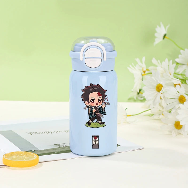 500ml Demon Slayer Thermos Cup 316 Stainless Steel Insulated Cup Girl Boy Anime Portable Straw Water Bottles Kid Travel Cup Gift