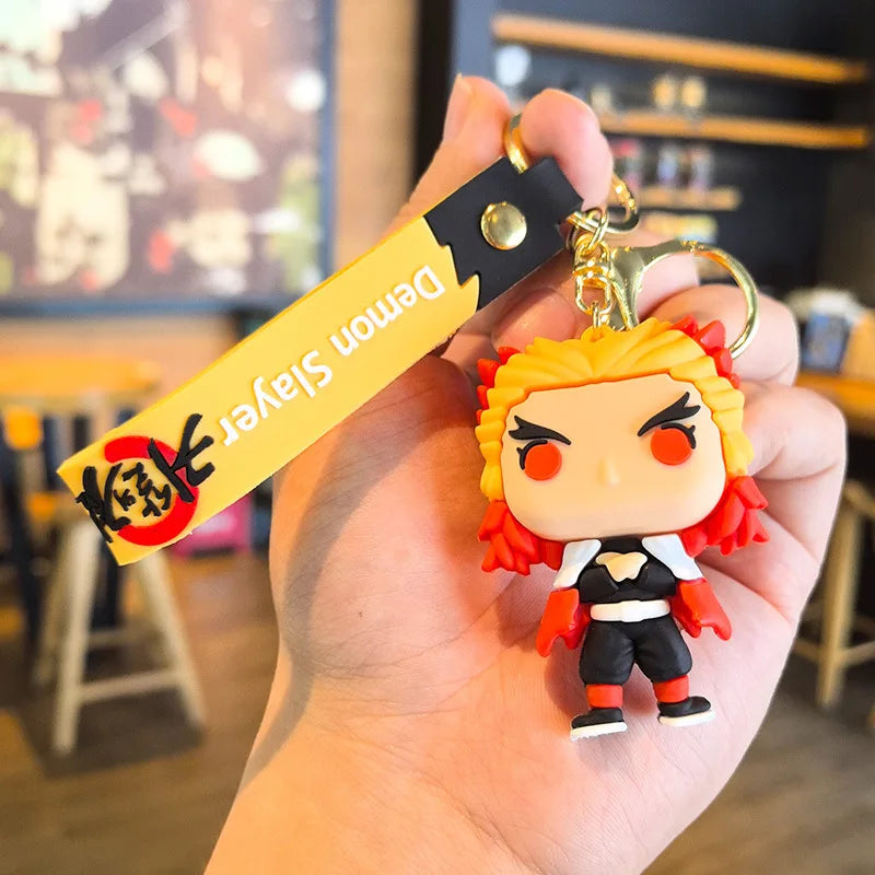 41 Styles Demon Slayer Kimetsu No Yaiba Blade of Ghost Keychain Cute Characters Bag Decor Car Key Chain Ring Fans Gift