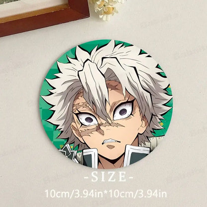 Cartoon Character Shinazugawa Sanemi Wood Coasters Round Coaster Non-slip Heat Insulation Coffee Mats Home Accessories Kitchen