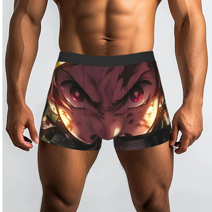 The Battle Crazed Demon   Akaza Bandai Demon Slayer Underpants Breathbale Panties Men's Underwear Print Shorts Boxer Briefs