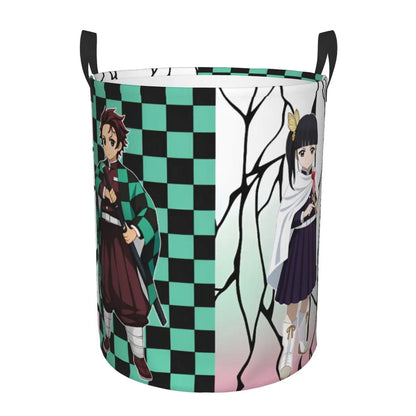 Tanjiro Kamado Demon Slayer Nezuko Kamado Laundry Basket Zenitsu Agatsuma Clothes Hamper for Household Clothes Storage Bag