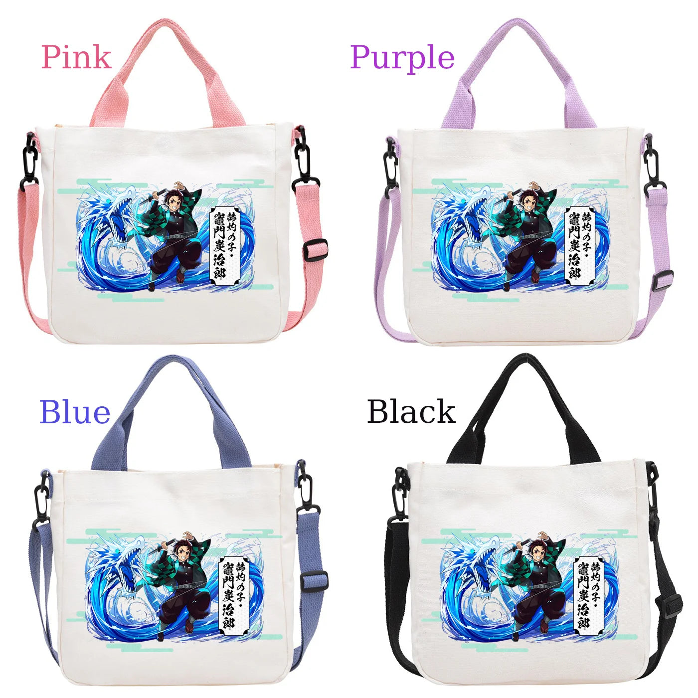 Demon Slayer Kamado Nezuko Tanjirou Anime Cartoon Crossbody Bag Commuting Shoulder Bag Canvas Tote Bags Handbag Birthday Gift