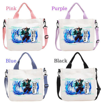 Demon Slayer Kamado Nezuko Tanjirou Anime Cartoon Crossbody Bag Commuting Shoulder Bag Canvas Tote Bags Handbag Birthday Gift