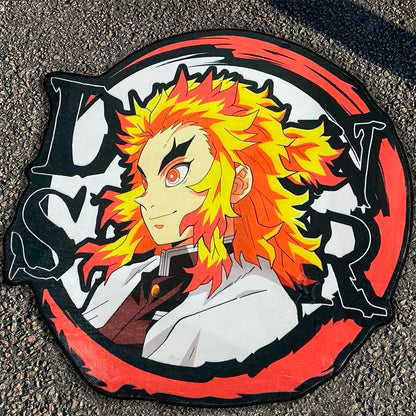 Demon Slayer Rengoku Kyoujurou Area Irregular Anime Manga Rugs Bedroom Home Deco Door Floor Anti-slip Bedside Kids Birthday Gift