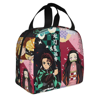 Demon Slayer Manga Anime Resuable Lunch Box for Women Waterproof Kimetsu no Yaiba Thermal Cooler Food Insulated Lunch Bag School