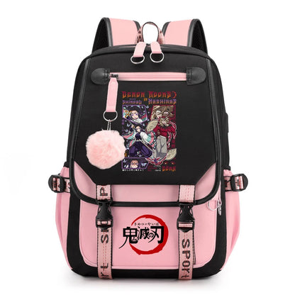 Demon Slayer Anime Print Backpack for Girls Casual School Bookbag Lightweight Teen Travel Rucksack