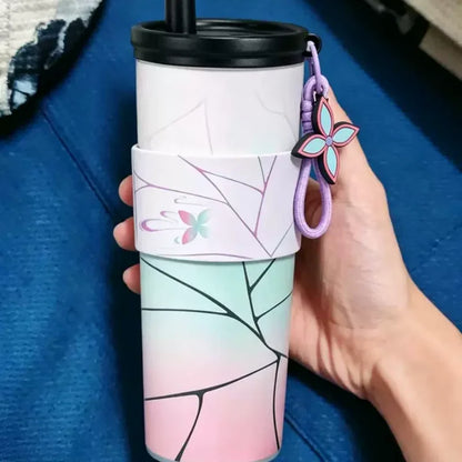Anime Demon Slayer Vacuum Cup 24 Oz Tomioka Giyū 316 Stainless Steel High Capacity Car Coffee Cup Straw Thermos Cup Gift