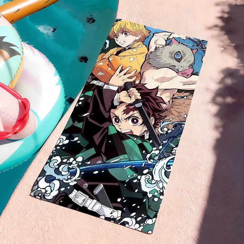 Anime D-Demon S-Slayer  Towel Drying Bath Towel Applicable To Light Swimming Camping Yoga Beach Out