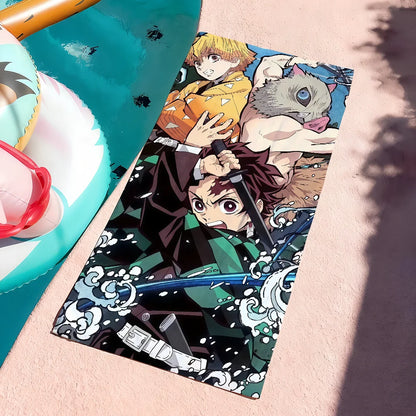 Anime D-Demon S-Slayer  Towel Drying Bath Towel Applicable To Light Swimming Camping Yoga Beach Out