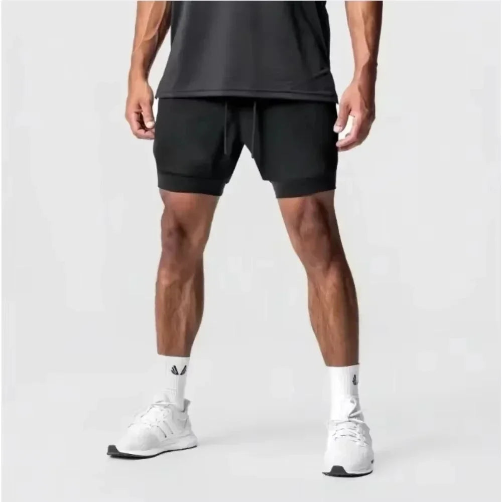 Akaza Men's 2-in-1 Shorts cotton blend fitness Gym pants Demon Slayer Japanese Anime Double Layer Quick-Drying Sports sweatpants