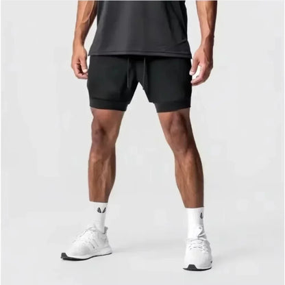 Akaza Men's 2-in-1 Shorts cotton blend fitness Gym pants Demon Slayer Japanese Anime Double Layer Quick-Drying Sports sweatpants